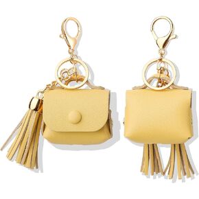 MODOS LOGICOS Case Cover for Air Pods 3 (2021), PU Leather Case with a Couple of Drooping Tassels Compatible with Apple AirPods 3rd Generation Charging Case - Beige