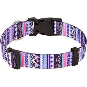 Dog Collar, Adjustable for Small Medium Large Dogs Puppy, Cute Design with Bohemia Floral Tribal Geometric Patterns Boys Girls Dog Collar(Orange Ethnic Style-M)