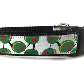 Olive Dog Collar, Caninedesign, Quick Release, 1 inch Wide, Adjustable, Nylon, Medium and Large (Olive, Medium 13-19")