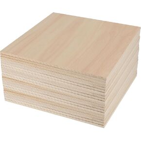 20 PCS 1/4 x 6 x 6 Inch Basswood Plywood Sheets, Plywood Sheets, Unfinished Square Wood Pieces, Wooden Square Cutouts for DIY Projects, Wood Engraving, Painting