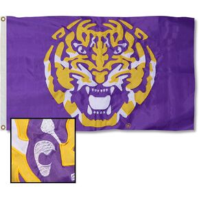 Louisiana State LSU Tigers Tiger Head Embroidered and Stitched Nylon Flag