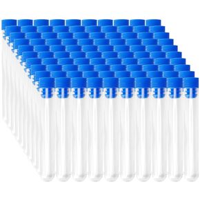 Clear Plastic Test Tube with Cap, 16x100mm, 10 ml (100 pcs)