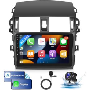 2G+64G Android Car Stereo for Toyota Corolla 2009-2013,Wireless CarPlay Android Auto Car Radio Head Unit 9‘’ Touch Screen WiFi GPS FM RDS Hi-Fi Bluetooth SWC Backup Camera Mic