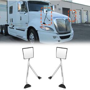 Chrome Hood Mirror for International Prostar Semi Trucks 2002-2017, Pair