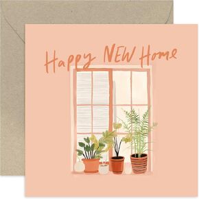 Old English Co. Stylish New Home Card for Her - Housewarming Card for Daughter - Artistic House Plant New Home Card - Gift - For Women and Men | Blank Inside Envelope