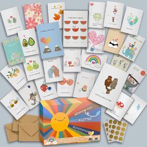 Thinking Of You Cards, 30 Punny Greeting Cards Thinking of You Cards with Envelopes & Stickers, Friendship Cards Different Designed Romantic Cards to Send to Family, Friends, Relative, Colleagues