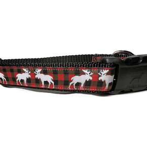 Christmas Dog Collar, Plaid, 1 inch Wide, Adjustable, Nylon, Medium and Large (Snowflake, Large 15-22")