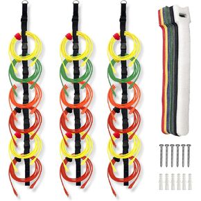 3 Pcs Extension Cord Organizers Storage Garage Extension Cord Holder with 6 Slots Organizer Straps with 28 Pcs Cable Ties 6 Pcs Hardware Nails for Vertical Space Cable Hose Rope String Lights