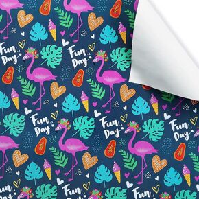 Geluode Flamingo Wrapping Paper for All Occasion, Aloha Gift Wrap Paper, Hawaii Jungle Tropical Themed Wrap Paper Sheet, 6 Sheets Folded Flat 20x28 Inches Per Sheet