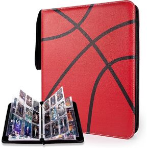 Byhoo 900 جيوب بطاقة كرة السلة، حافظة بطاقات كرة السلة الجلدية المقاومة للماء، حافظة كرة السلة بجيب شفاف مع سلسلة مفاتيح وحزام معصم، تستخدم لبطاقات كرة السلة، وبطاقات كرة القدم in Kuwait