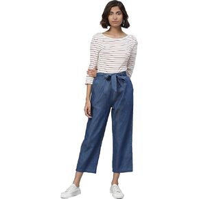 Yash Gallery Women's Denim Flared Solid Trousers
