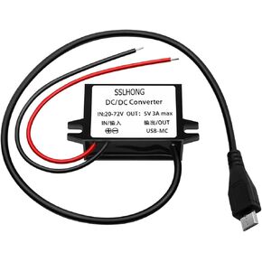 DC DC 20-72V to 5V USB Converter 12V 24V 36V 48V 60V to 5V 3A 15W with Type C USB Output Power Adapter Converter Voltage Buck Regulator,Step-Down Module,Waterproof Transformer (Type C)