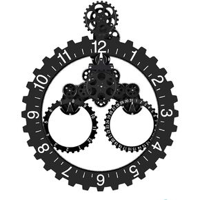 SevenUp Gear Clock Wall-Premium Plastic and Metal Parts Material, Best 3D Moving Gear Clock Wall, 26" x 22", A Fine Artwork, Perfect for Living Room, Reading Room, Restaurant, Office Decor (Black)