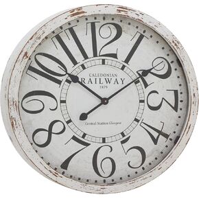Deco 79 Wood Round Wall Clock, 24" x 3" x 24", White