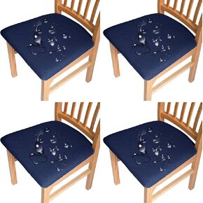 HAOYONG 4PCS Chair Seat Covers Printed Square Chair Cushion Cover Stretch Kitchen Dining Seat Slipcovers Removable Dining Room Upholstered Chair Seat Cushion Cover