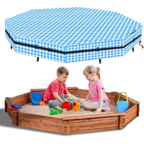 غطاء رمل SIRUITON Octagon Sandbox، قماش أكسفورد 420D مقاوم للماء، مقاوم للرياح والغبار، خصر مع إبزيم قابل للتعديل من أجل الثبات، وحماية رمل صندوق الرمل والألعاب (غطاء فقط، 84 بوصة × 78 بوصة × 9 بوصة)