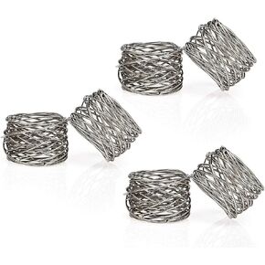 Handmade Round Mesh Napkin Rings Holder for Dinning Table Parties Everyday (Gold, Pack of 4)