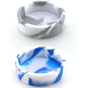 2Pack Silicone Ashtray, JCSMARTEC Unbreakable Rubber High Temperature Heat Resistant Portable for Office Home Decor (Round)