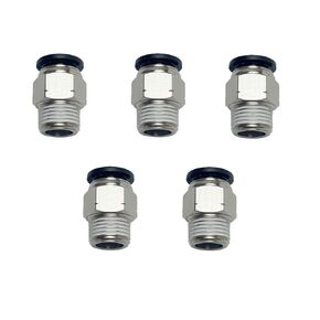 Pneumatic Push to Connect Fittings Male Straight 1/2 Inch Tube OD x 3/8 NPT Thread push in air hose fittings PC-1/2-N3(Pack of 5)