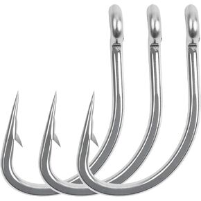 Fishing Hooks Live Bait Hooks, 50pcs Stainless Steel Forged Fishing Hooks Circle Hooks Short Straight Shank Hooks 2X Strong Sharpened Hooks for Ocean Saltwater Freshwater Fishing