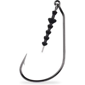 خطاف من البلاستيك الناعم ذو فجوة واسعة من Mustad UltraPoint Impact ذو فجوة واسعة 28 درجة مع حافظة مستقيمة (عبوة من 5)، نيكل أسود، 3/0