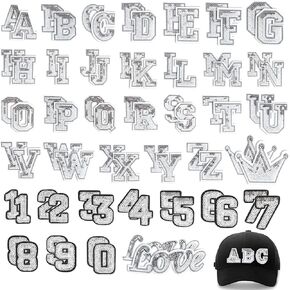 52Pcs Letter Patches, 3 Inch Black Iron on Letters, A-Z Sequin Patches Appliqué Sewing for Jacket, Hats, Bags, Jeans, Shoes DIY Accessory Craft Decoration