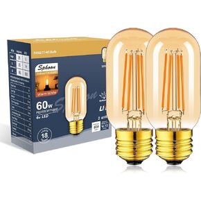 E26 LED Bulb 40W Dimmable, T10 Vintage LED Bulbs, 4W 400lm, 2700K Warm White, LED Filament Bulbs with 80+ CRI, Clear Glass, Pack of 4