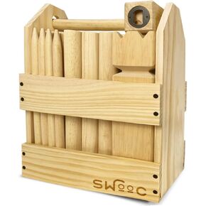 SWOOC Games - Kubb Yard Game Set - Premium Hardwood Viking Chess Set w/Wood Crate - for Adults & Kids - Backyard Size Kubb Game - for Kuub Tournaments with Friends - Viking Game - Kuube Outdoor Game