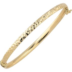 Kooljewelry 10k Yellow Gold Hammered Surface Bangle Bracelet