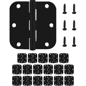 Nuk3y Residential 3 1/2" x 3 1/2" Ball Bearing Door Hinge 5/8 Radius (18 Pack, Matte Black)