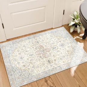 Boho Rug 3x5,Washable Area Rugs for Bedroom Living Room Kitchen Entryway,Small Vintage Bohemian Distressed Non Slip Oriental Tribal Carpet,Retro Rust