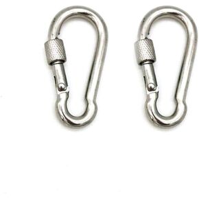 Stainless Steel 316 Carabiner Spring Heavy Duty Snap Hook with Screw Lock - 1/4 Inch Silver-2 Pack