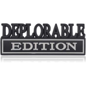 Universal Deplorable Edition Emblem Sticker Replacement Car Truck SUV Compatible with Ford F150 Jeep Dodger Chevrolet Badge Tailgate Badge Front Grille Hood Trunk (Black+Red)