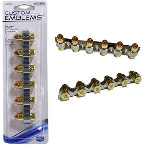 Custom Accessories 98033 Realistic 44 Mag Bullets Emblem 5'' for Car Truck Motorcycle Bike, Silver Gold
