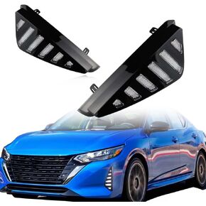 Switchback White/Amber LED Front Bumper Fog Light DRL Amber Sequential Turn Signal Feature Compatible with Nissan Sentra 2024 Replacement Front Bumper Trim