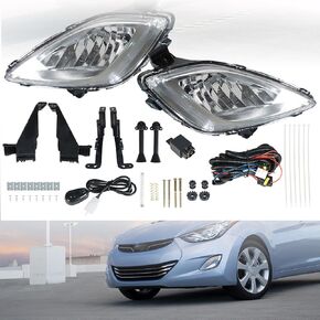 2-Pack Fog Light Assembly with Bulbs Switch Wiring Kit Replacement for 2011-2013 Elantra