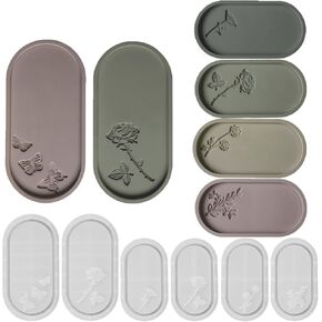 6 Set Tray Silicone Resin Mold Oval Flower Butterfly Shaped Epoxy Silicone Casting Plaster Mold Concrete Clay Tray for Cup Fruit Candy Vase Storage Holder, 3D DIY Display Decor Crafts