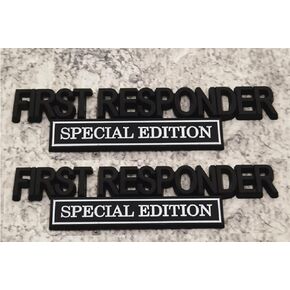 2Pc First Responder Edition Car Emblems 3D Raised Badge Letters Metal Decals 3M Stickers Replacement for Cars, Trucks, Motorcycles, Boats & Laptops (Black Red)