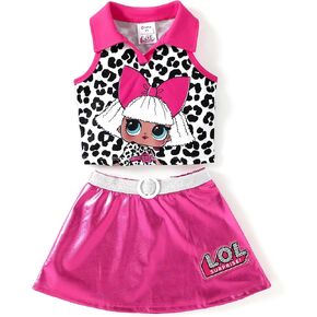 L.O.L. Surprise! Girls 2 Piece Outfits Heart Leopard Print Top and Tutu Skirt Birthday Party Set