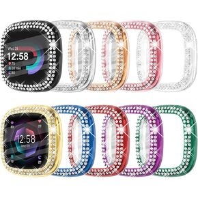 Fullife 10-Pack TPU Bumper for Fitbit Versa 2, Crystal Diamond Bling Cases HD Full Protective Case Cover Scratch Resistant Shock Absorbing for Versa 2 Smartwatch Accessories, 10 Colors