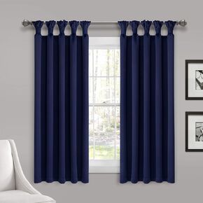 Lush Decor Insulated Knotted Tab Top Blackout Window Curtain Panels, Pair, 52" W x 84" L, Wheat - Blackout Curtains - Traditional & French Country Curtains For Living Room, Bedroom & Dining Room