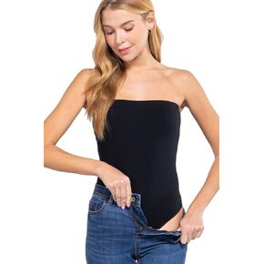 Khanomak Women's Casual Sleeveless Stretchy Cotton Strapless Sexy Tube Bodysuit
