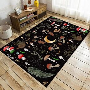 Mushroom Rug for Bedroom,2'x3' Non Slip Soft Hippie Moon Rug for Living Room Boys Room Game Room Area Rug Mushroom Decor