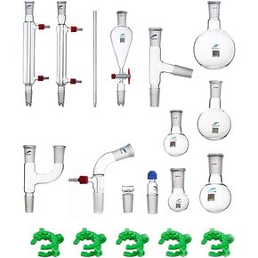JOANLAB مختبر جهاز التقطير الزجاج الكيمياء العضوية عدة 24/40 زجاجيات مختبرية التقطير 19psc in Kuwait
