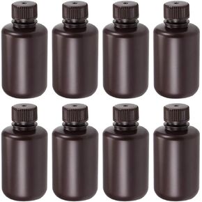 uxcell Plastic Lab Chemical Reagent Bottle 125ml/4.2oz Small Mouth Sample Sealing Liquid Storage Container Brown 8pcs