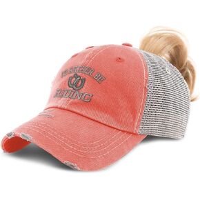 Speedy Pros Womens Ponytail Cap Horseshoes Rather Be Riding Embroidery Cotton Strap Closure