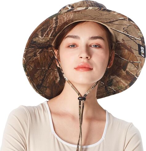 Solaris Camo Hat for Men Women, Wide Brim Camouflage Safari Hat, UPF50+ Sun Protection Bucket Hat for Hunting Fishing Hiking in Saudi Arabia