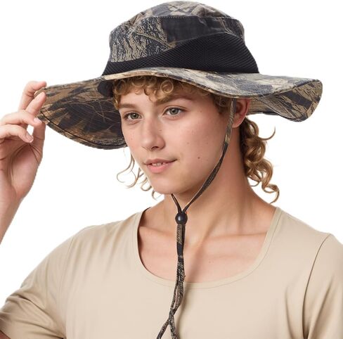 Solaris Camo Hat for Men Women, Wide Brim Camouflage Safari Hat, UPF50+ Sun Protection Bucket Hat for Hunting Fishing Hiking in Saudi Arabia
