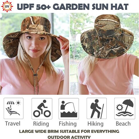 Solaris Camo Hat for Men Women, Wide Brim Camouflage Safari Hat, UPF50+ Sun Protection Bucket Hat for Hunting Fishing Hiking in Saudi Arabia