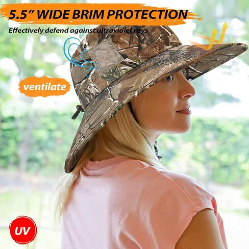 Solaris Camo Hat for Men Women, Wide Brim Camouflage Safari Hat, UPF50+ Sun Protection Bucket Hat for Hunting Fishing Hiking in Saudi Arabia